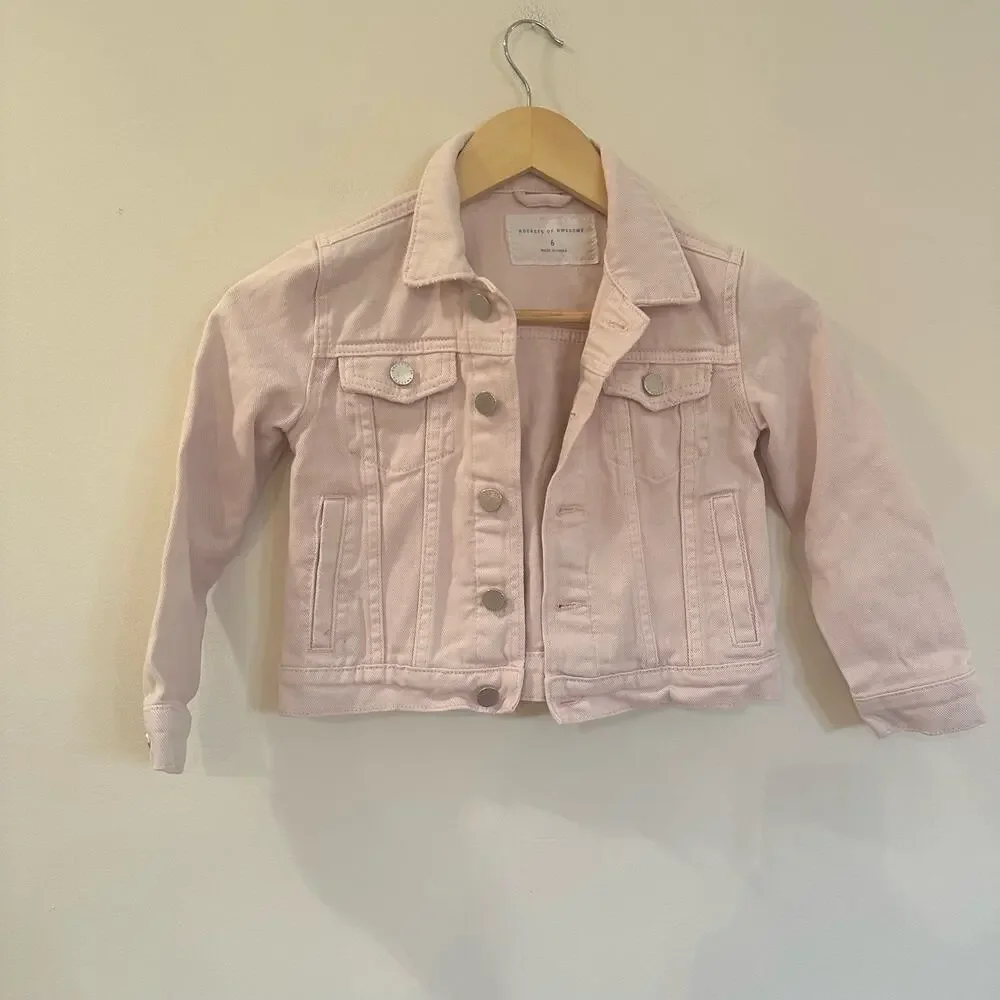 Rockets of Awesome Light Pink Denim Jacket sz 6 Pink Jean Jacket